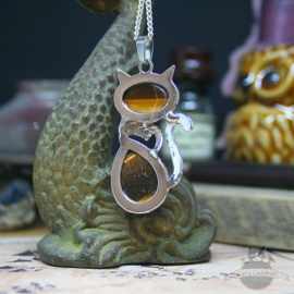 Cat with Tiger Eye natural stone necklace