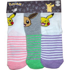 Pokémon children's socks striped 3-pack EU size 23-26