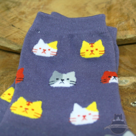 Grey blue socks with cat heads size 36-41