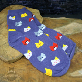 Grau Blaue Socken mit Katzenköpfen Größe 36-41