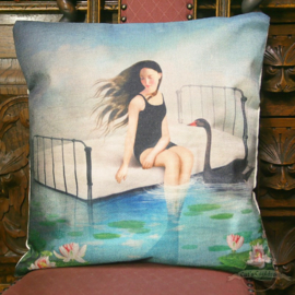 Mermaid with black swan pillowcase