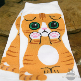 Weiße Sneakersocken mit Scottish Fold Katze Größe 35-40