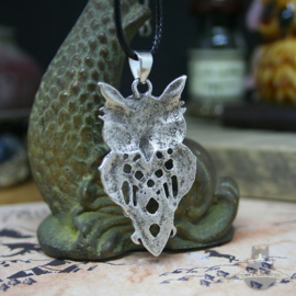 Owl necklace with Celtic viking look on waxcord