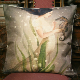 Mermaid with seahorse elegant pillowcase