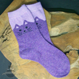 Lilac cat socks with light trim size 35-40