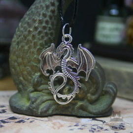 Silver colored dragon necklace