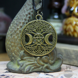 Tree of life necklace with pentagram bronze colored