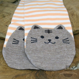 Orange striped socks with grey cat size 36-41