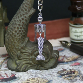 Funny mermaid skeleton fantasy keyring