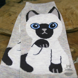 Beige sneaker socks Siamese cat size 35-40