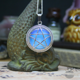Pentagram natuursteen ketting Opaal