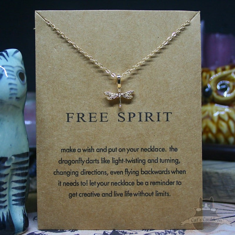 Fjord rommel Roestig Spirituele ketting met libelle op kaartje FREE SPIRIT | Overige kettingen  en sieraden | De Kattenketel