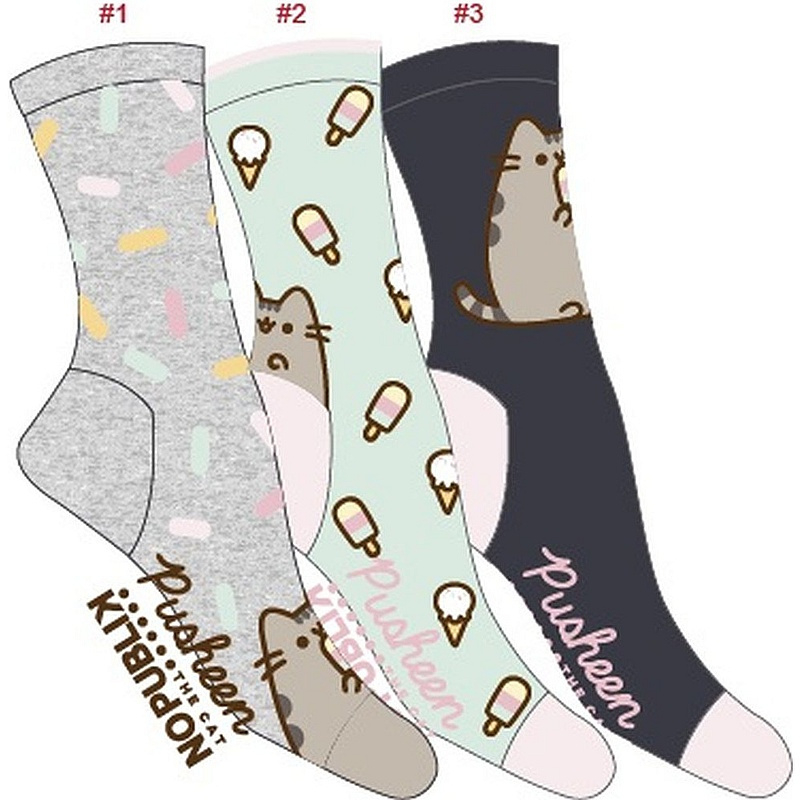 Pusheen the Cat socks Icecream 3-pack size 37-41 | Cat socks | Cat\'s  Cauldron | Lange Socken