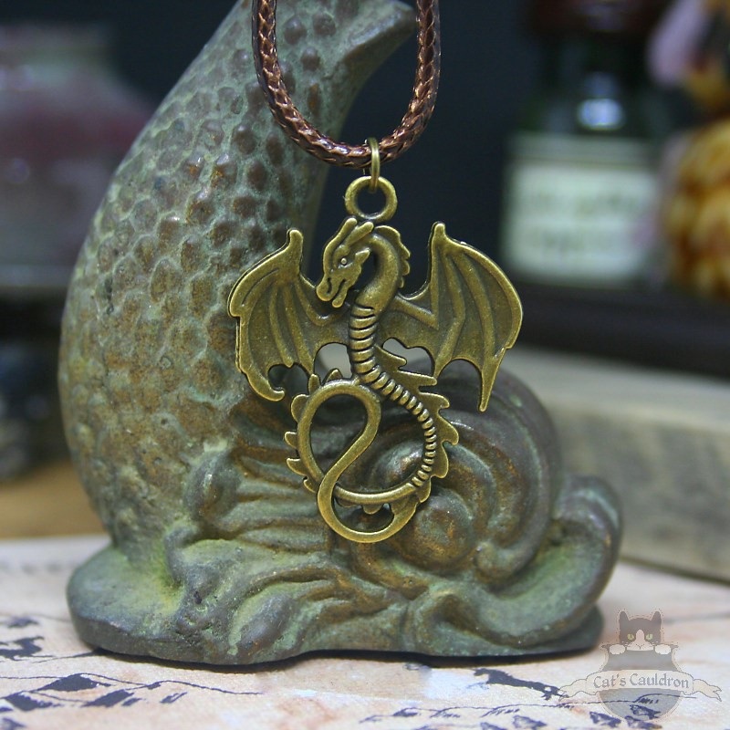 Bronze colored dragon necklace