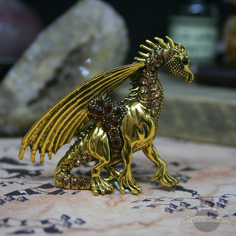 Two Large Bronze Dragon Pendants | Antiqued With Green Patina Fairy Tale Charm