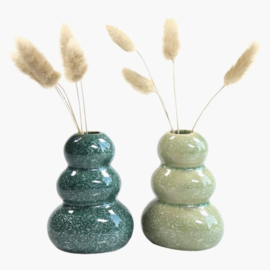 Giftset Vaasjes met droogbloemen groen en roze