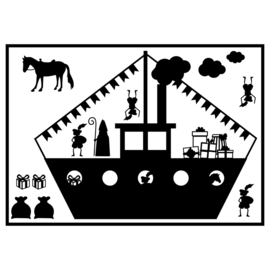 Raamstickers Sinterklaas | Stoomboot