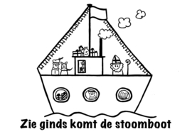 Raamstickers Sinterklaas | Wit getekende stoomboot