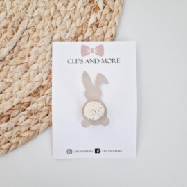 Haarclipje Bunny -  4 cm Beige