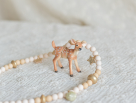 Beige kinderketting met Schleich hertje