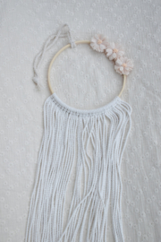 Boho hanger - Haarspeldjes/strikjes | Crème bloemen