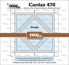 Cardzz stansen no. 470, Postzegelvel Deepti (vierkant met gedraaid vierkant) Crealies CLCZ470 122 x 122 mm