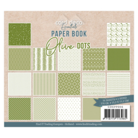 Card Deco Essentials - Paperbook - Olive  CDEPP006  Paper Book met 22 pagina's designpapier in 16 verschillende designs. 15,2 x 15,2 cm