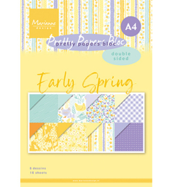 PK9186 - Early Spring A4, 8 designs, 8 uni-colors, double-sided, 16 sheets