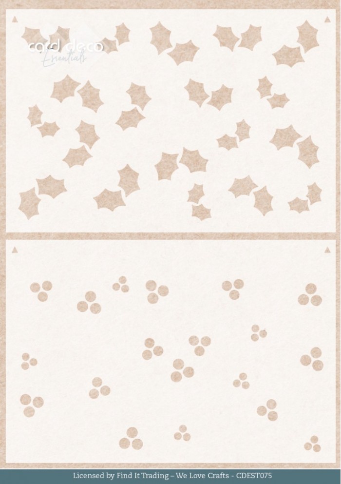 Stencil - Card Deco Essentials - Floral Christmas- Floral Holly Pattern A5 CDEST075