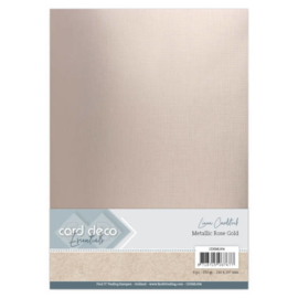 Card Deco Essentials - Metallic Linnenkarton - Metallic Rose Gold  CDEML004