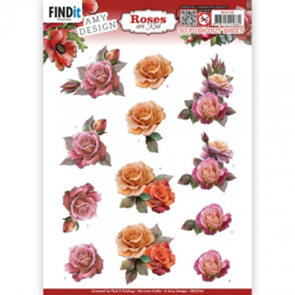 3D Push Out - Amy Design - Roses Are Red - Pink Roses SB10746