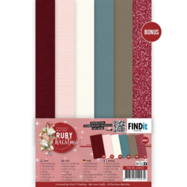 Linen Cardstock Pack - Precious Marieke - Ruby Christmas - 4K