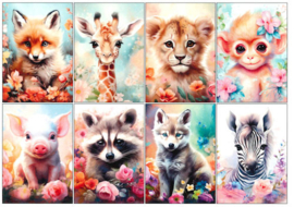 mini knipvel Baby Animals maat 9x13 cm met 8 mini plaatjes 130