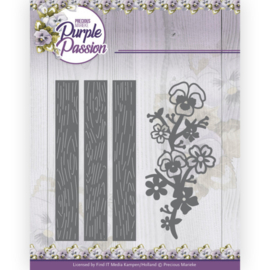 Dies - Precious Marieke - Purple Passion - Fence with Pansies  PM10245   Formaat ca. 9,8 x 10 cm