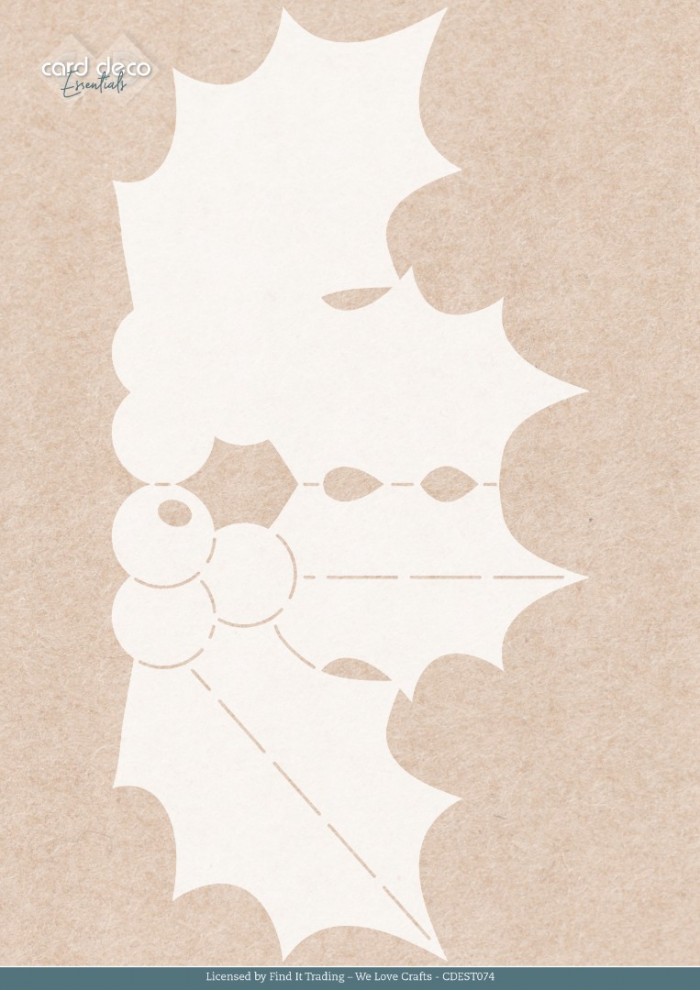 Stencil - Card Deco Essentials - Floral Christmas- Floral Holly A4 CDEST074