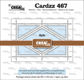 Cardzz stansen no. 467, Postzegelvel Ayle (rechthoek met wyber) Crealies CLCZ467 89 x 129 mm