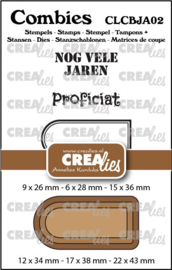 Combies Jarig no. 02, Stempels: 2 teksten + 1 tag/label & Stansen: 3 tags/labels. CLCBJA02