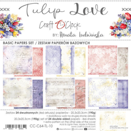 Craft O Clock Set of Basic Papers 20x20 cm Tulip Love CC-C64-TL-10