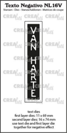 Crealies Texto Negativo Die VAN HARTE - NL (V) NL16V max. 16x74mm