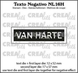 Crealies Texto Negativo Die VAN HARTE - NL (H) NL16H max. 17x57mm