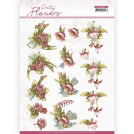 3D cutting sheet - Precious Marieke - Pretty Flowers - Red Flowers  CD11580