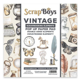 Scrapboys POP UP Paper Pad double sided elements - Vintage POPVI-03 190gr 15,2x15,2cm