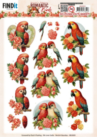 3D Push Out - Berries Beauties - Romantic Birds - Romantic Parrot SB10929