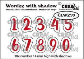 Crealies Wordzz with Shadow Cijfers CLWZ99 14mm