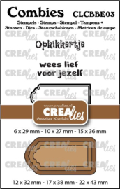 Combies Beterschap no. 03, Stempels: 2 teksten + 1 tag/label & Stansen: 3 tags/labels.  CLCBBE03