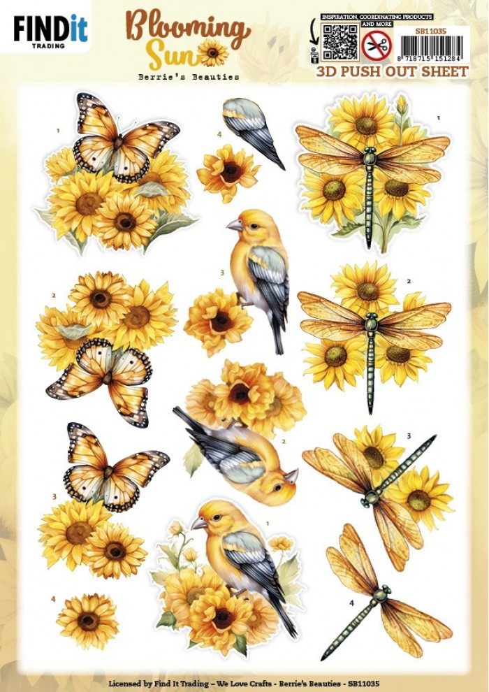 3D Pushout Sheet - Berries Beauties - Blooming sun - Golden Meadow SB11035