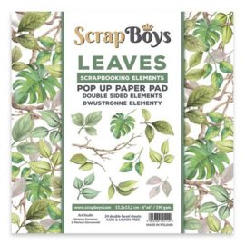 Scrapboys POP UP Paper Pad double sided elements - Leaves POPLE-02 190gr 15,2x15,2cm