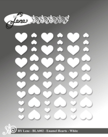 Enamel Hearts White BLA002