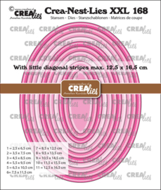Crea-Nest-Lies XXL stansen no. 168, Ovalen met kleine schuine streepjes