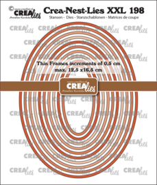 Crea-Nest-Lies XXL stansen no. 198, Dunne Kaders Ovalen glad Crealies CLNestXXL198 Max. 12,5 x 16,5 cm.